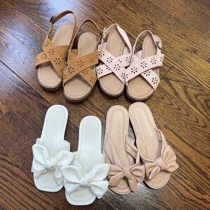 Old Navy Girls 4-Pack Sandals & Slide Set - Brown, Blush, White